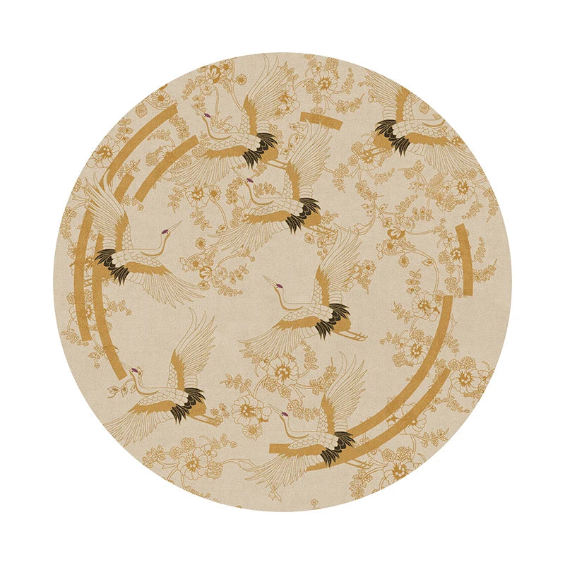 New Chinese Style Round Carpet Thickened Study Anti-slip Mat Light Luxury Carpets for Living Room Home Bedroom Decor Retro Rug